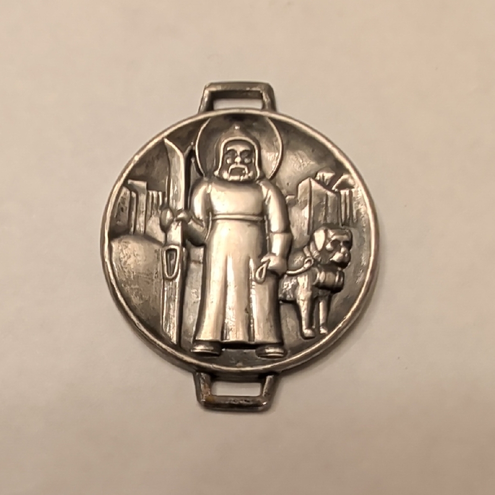 Vintage Sterling Silver St. Bernard Medal Pendant